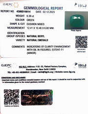 6.39/CT Natural Panna Stone with Govt. Lab Certificate (34410)
